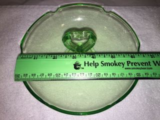 Vintage Vaseline Glass (Green Uranium) Candy Dish with Heart Handle - 6 inch 2