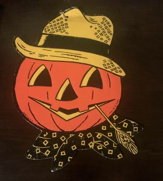 Vintage Halloween H.  E.  Luhrs Decoration Scarecrow Jack O Lantern Cut Out