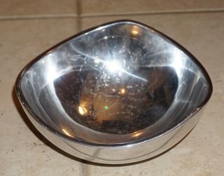 Nambe Contemporary 1967 Vintage Mexico Butterfly Silver Tri - Corner Bowl 527