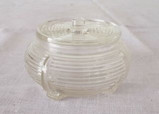 Art Deco Clear Glass Lidded Vanity Trinket/powder Dish/jar