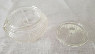 Art Deco Clear Glass Lidded Vanity Trinket/Powder Dish/Jar 3