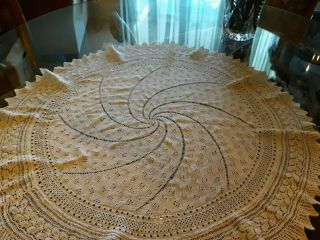 Doily - Large Hand Crocheted Thread Centerpiece 23 " Fine Delicate Very Vintage