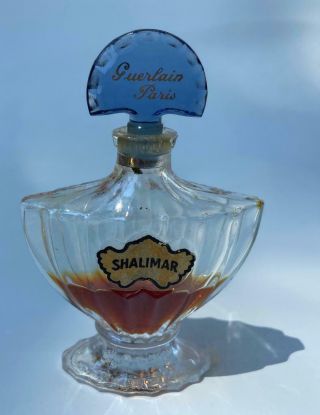 Vintage Guerlain Paris Shalimar French Art Glass Baccarat Design Perfume Bottle