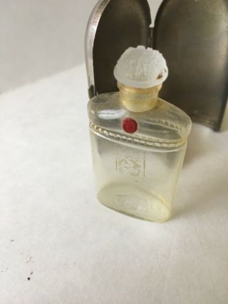Vintage Coty Paris Perfume French Glass Bottle Metal Handbag Travel Case Empty