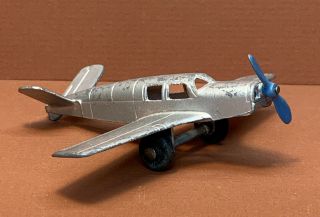 Vintage Silver Tootsietoy Beechcraft Bonanza Airplane,  Die Cast,  Metal