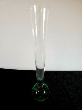 Vintage 10 " Tall Bubble Glass Flower / Bud Vase,  Green Art Collectable