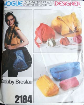 Vtg Bobby Breslau Vogue Designer 2184 Leather Bag Purse Sewing Pattern Uncut Ff