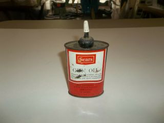 Vintage Oval Sears Full Gun Oil Handy Oiler Oil Can Hunting Sporting Collectible