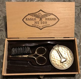 Vintage Eagle Brand No 999 Mens 5pc Grooming Kit 7 X 4 X 1 1/4” W Germany