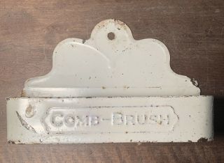 Vintage Pressed Tin Wall Comb Brush Holder Victorian Barber Salon Bathroom