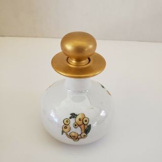 Hand Painted Callalillies on Iridescent Ceramic Bottle With Gold Rim and Stopper 2
