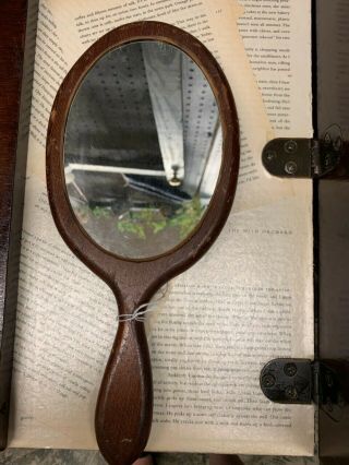 Vintage Handheld Wood Mirror