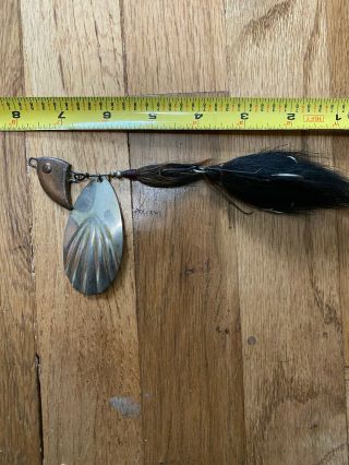 Vintage 6 Inch Lead Headed Bladed Bucktail Muskie Spinner - 1.  25oz