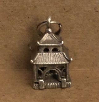 Vintage Opening Pagoda (buddhist Temple) Silver Charm