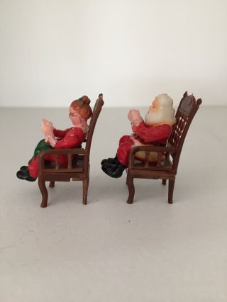 Vintage Mini Hard Plastic Christmas Figurines Santa And Mrs.  Claus Hong Kong 3