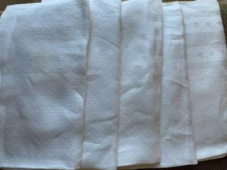Vintage White Cloth Napkins Set Of 5 21 X 21.  25 " Damask Dots/polka Dots