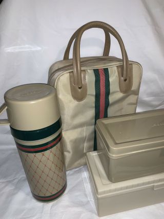 Vintage Aladdin Picnic Set With Carrying Bag And Extra Thermos Lunch Box