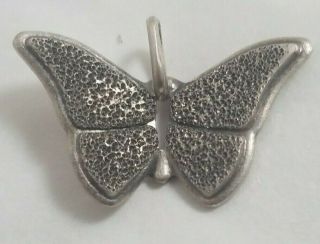 Vintage Sterling Silver Signed Butterfly Pendant Charm Necklace Made In Italy