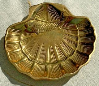 Vintage Brass Soap Dish Scallop Shell And Fish Made In India