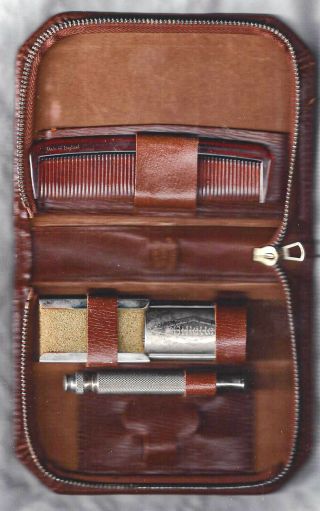 Vintage Gillette Safety Razor In Leather (england) Zipper Case
