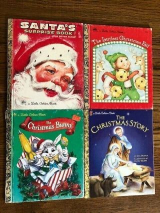 Set Of 4 Vintage Little Golden Christmas Books