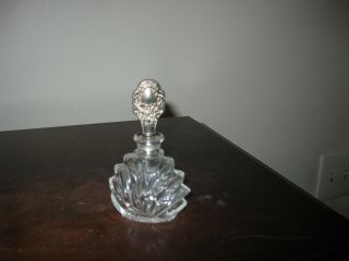 Vintage Perfume Bottle Clear Glass Silver Plated Lid/stopper Davco Silver Ltd.