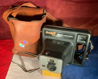 Vintage Kodak Handle2 Instant Film Camera With Case.  Rainbow Carry Strap -