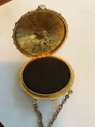 Vtg Estee Lauder Solid Perfume Compact Necklace Lapis Egyptian Revival EMPIRE 3