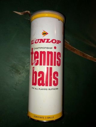 Vintage Dunlop Championship Tennis Balls In Metal Key Opened Tin White Can