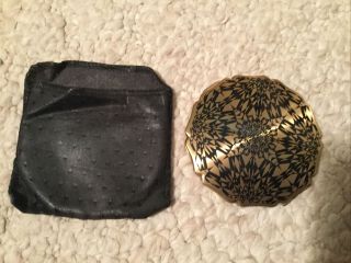 Vintage Stratton Gold & Black Enamel Compact With Pouch