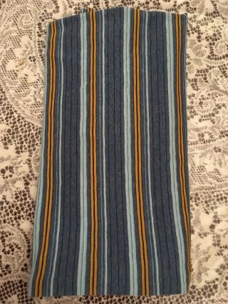 Vintage Blue/aqua/orange Stripe Single Knit Fabric 1960 