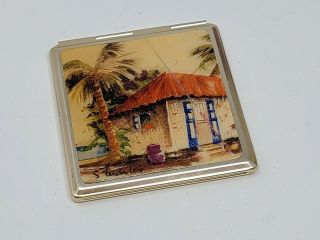 Vintage Compact Purse Mirror Hand Held Square Double Sided