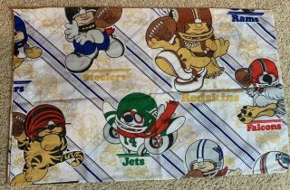 Vintage 80s Nfl Football Team Cartoon Mascot Pillowcase Redskins Rams Steelers