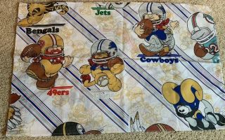 Vintage 80s NFL Football Team Cartoon Mascot Pillowcase Redskins Rams Steelers 2