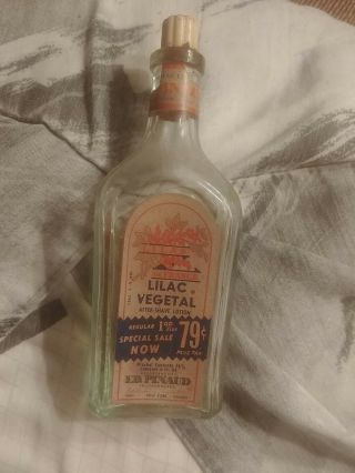 Vintage Partial Lilac Vegetal Ed Pinaud Embossed 6oz Glass Bottle After Shave