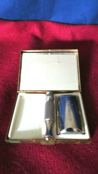 Vintage Travel Gillette Shaving Kit With Case And Mirror