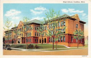 Cadillac Mi 1930 Early 20th Century View Of The High School Vintage Michigan 595