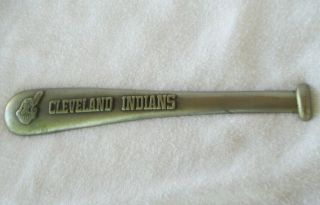 Vintage Cleveland Indians Chief Wahoo Paperweight Baseball Bat Metal