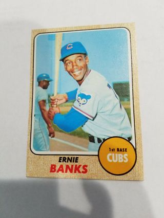 Vintage Chicago Cubs Ernie Banks Mlb Hof 1968 Baseball Card Ungraded