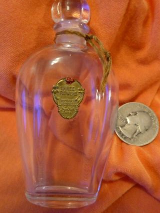 Vintage Empty Richard Hudnut Three Flowers Glass Perfume Bottle,  Cap