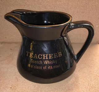 Vintage 1960s Teachers Scotch Whiskey Water Pitcher/jug Pub Jug.  4 3/4” Tall.