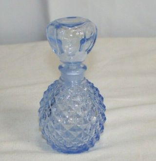 Vintage Clear Blue 4 " Tall Perfume Bottle Glass