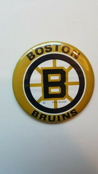 Vintage 1970 ' s BOSTON BRUINS Hockey Pinback Button - 3 1/4 inch 2