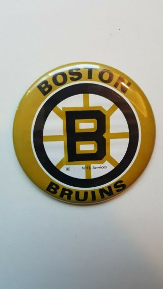 Vintage 1970 ' s BOSTON BRUINS Hockey Pinback Button - 3 1/4 inch 3
