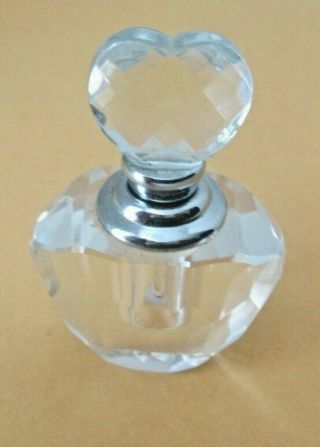 Vintage Heavy Clear Crystal Perfume Bottle With Stopper And Dauber Lnc