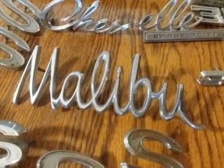 Vintage Car Emblems Malibu Chevelle Ss 350 396 Chevrolet Metal Silvertone