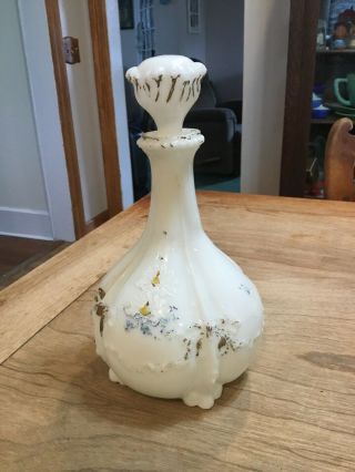 Antique Milk Glass Barber Tonic Bottle With Stopper