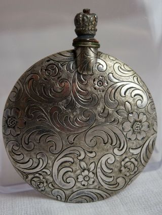 Vintage Metal Perfume Bottle With Floral Pattern