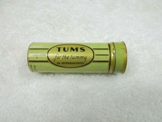 Vintage Tums For The Tummy Advertising Tin Tube Green Old Push Up Bottom