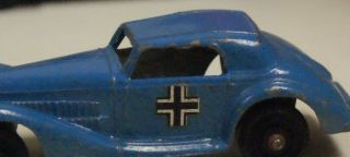 Tootsietoy German Staff Car 1939 Blue Mercedes; Length: 2.  5 " With Vintage Decal